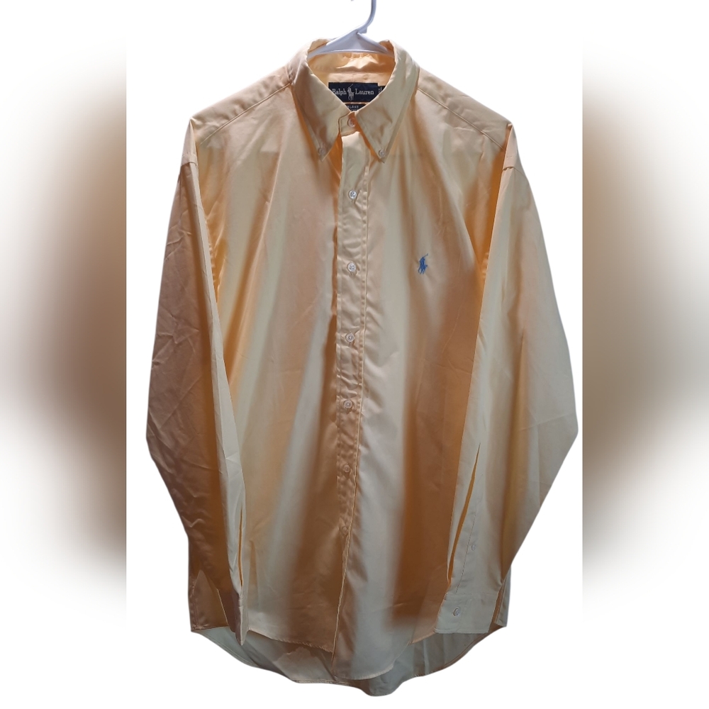 Ralph Lauren Shirt Mens Small Yellow Preppy Classic Casual Button Up Business